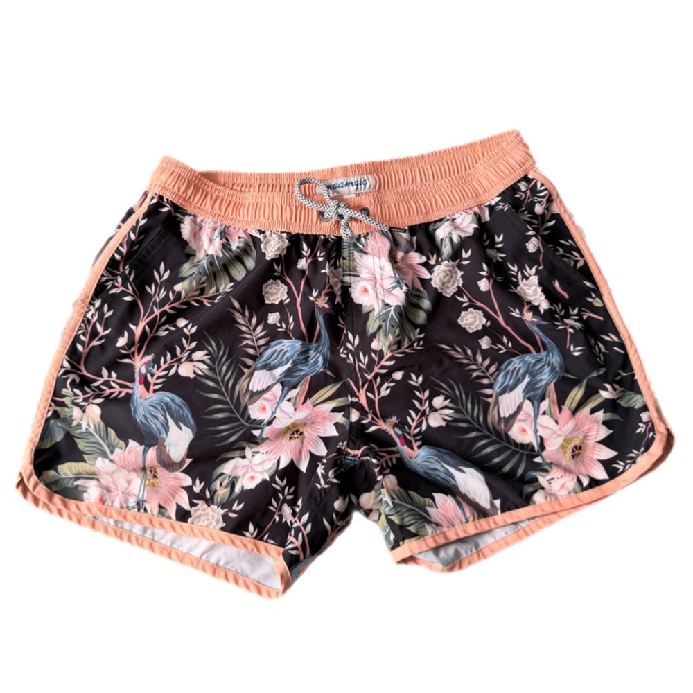Maamgic Floral Swim Trunks | Tropical Bird Print | Size Medium